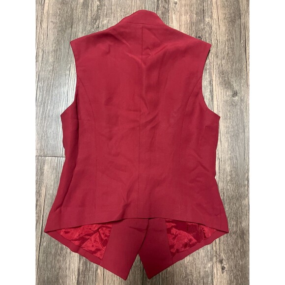 Vintage Dkny Womens Red Sleeveless Classic Military Style Tailored Vest Size 6 - Picture 3 of 6